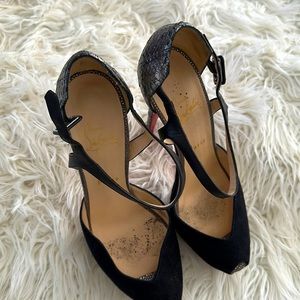 Christian Louboutin peep top platforms with ankle strap